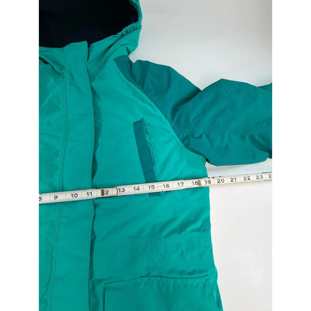 Lands End Squall Waterproof Parka Green Kids Large 14 Grow-A-Long Hooded Jacket